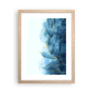 Affiche dans un chêne clair - Poster - Bleu doré - 30x40 cm