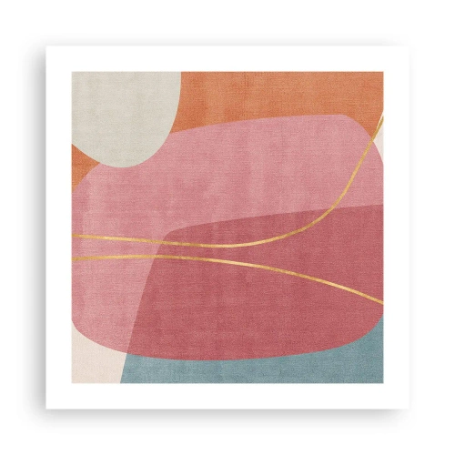 Affiche - Poster - Composition pastel au fil d'or - 50x50 cm