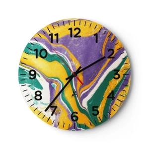 Horloge murale - Pendule murale - Ondes de couleur - 30x30 cm