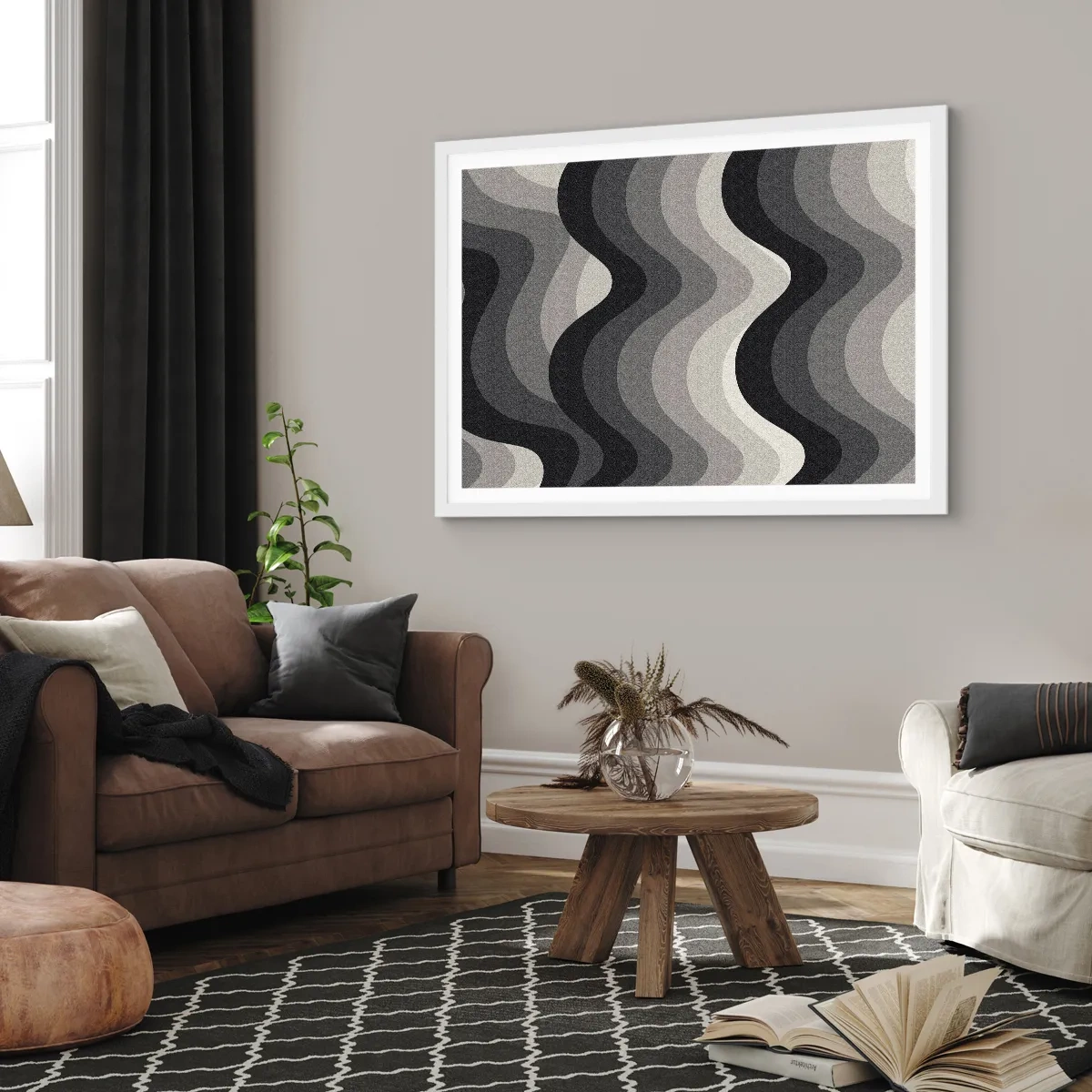 Affiche dans un cadre blanc - Poster - Vague après vague - 50x40 cm