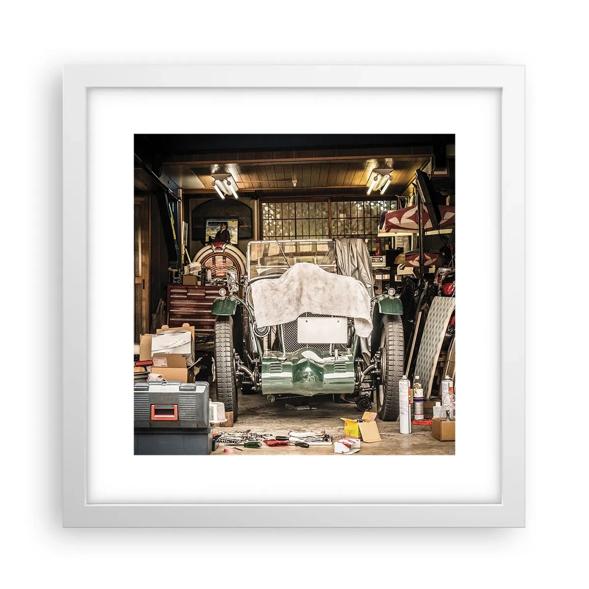 Affiche dans un cadre blanc - Poster - Retour vers le passé - 30x30 cm