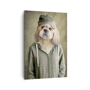 Impression sur toile - Image sur toile - Portraits stylisés d'un lion, d'un chien et d'un éléphant dans des vêtements élégants - 70x100cm - je préfère plus détendu - Décoration murale moderne pour le salon et la chambre ARTTOR