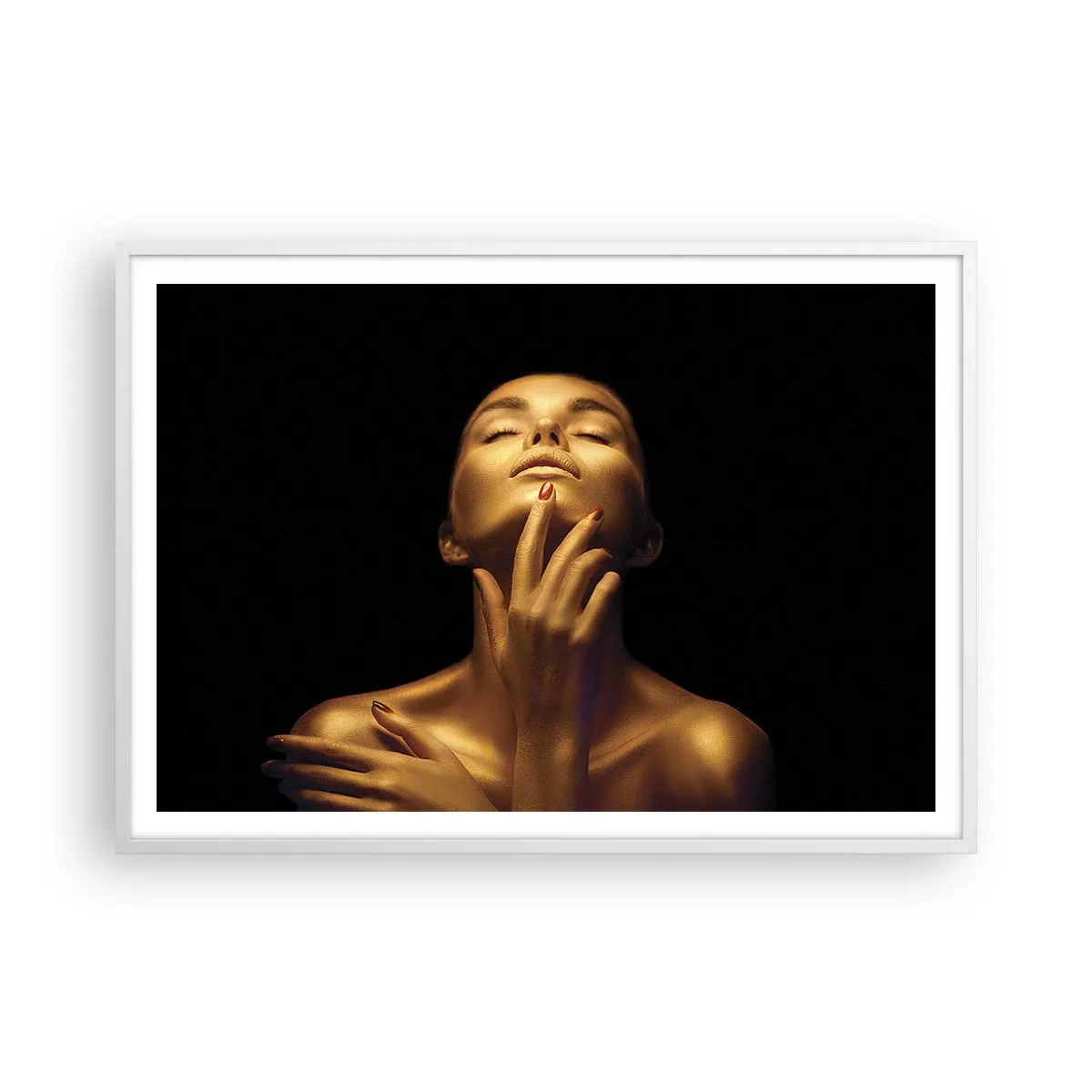 Affiche dans un cadre blanc - Poster - Comme de la soie dorée - 100x70 cm