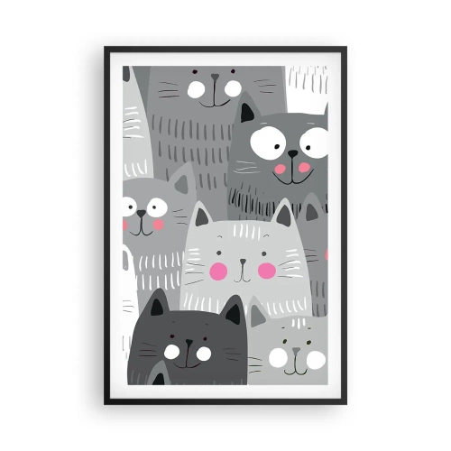 Affiche dans un cadre noir - Poster - Le monde des chats - 61x91 cm
