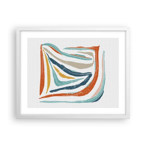 Affiche dans un cadre blanc - Poster - Abstraction avec un sourire amical - 50x40 cm