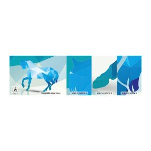 Échantillon de Papier Peint Autocollant Deluxe Sticker - Cheval géométrique en turquoise - Animaux, Cheval, Figure géométrique - 100x30 cm