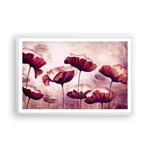 Affiche dans un cadre blanc - Poster - Pétale rouge et blanc - 91x61 cm