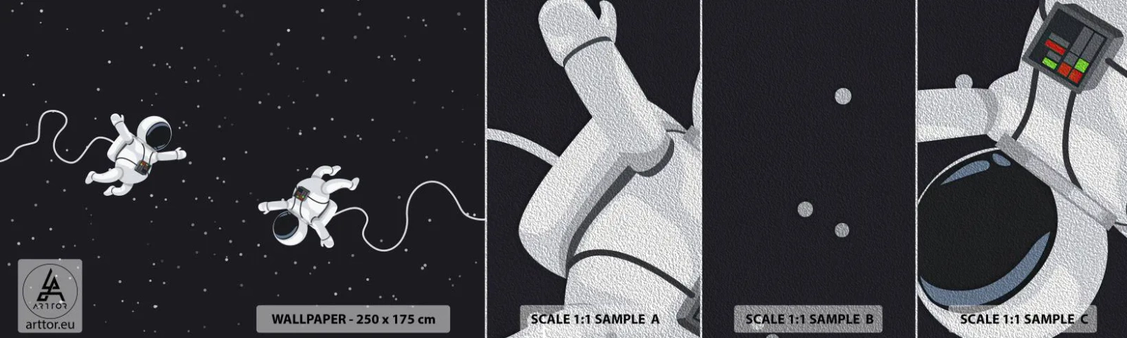 Échantillon de Papier Peint Premium Sand - Sortie cosmique - Abstraction, Astronaute, Cosmos - 100x30 cm