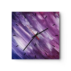 Horloge murale - Pendule murale - Coups de pinceau abstraits dans des tons de violet et de rose - 30x30cm - Quand le vent ensoleillé souffle - Décoration murale moderne pour le salon et la chambre ARTTOR