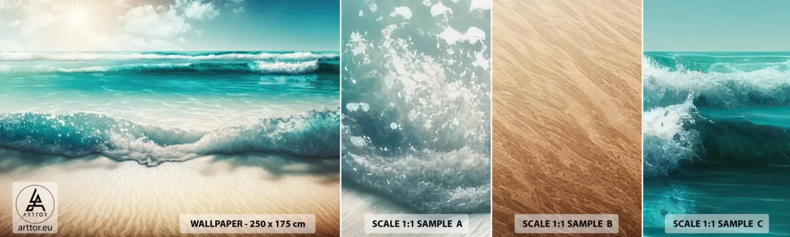 Échantillon De Papier Peint Standard Eco - La paix de l'océan - Plage, Mer, Bord - 100x30 cm