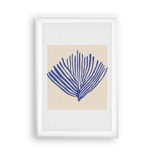 Affiche dans un cadre blanc - Poster - Éventail bleu - 61x91 cm