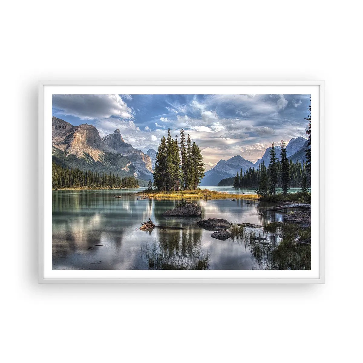 Affiche dans un cadre blanc - Poster - Sous les grandes eaux claires - 100x70 cm