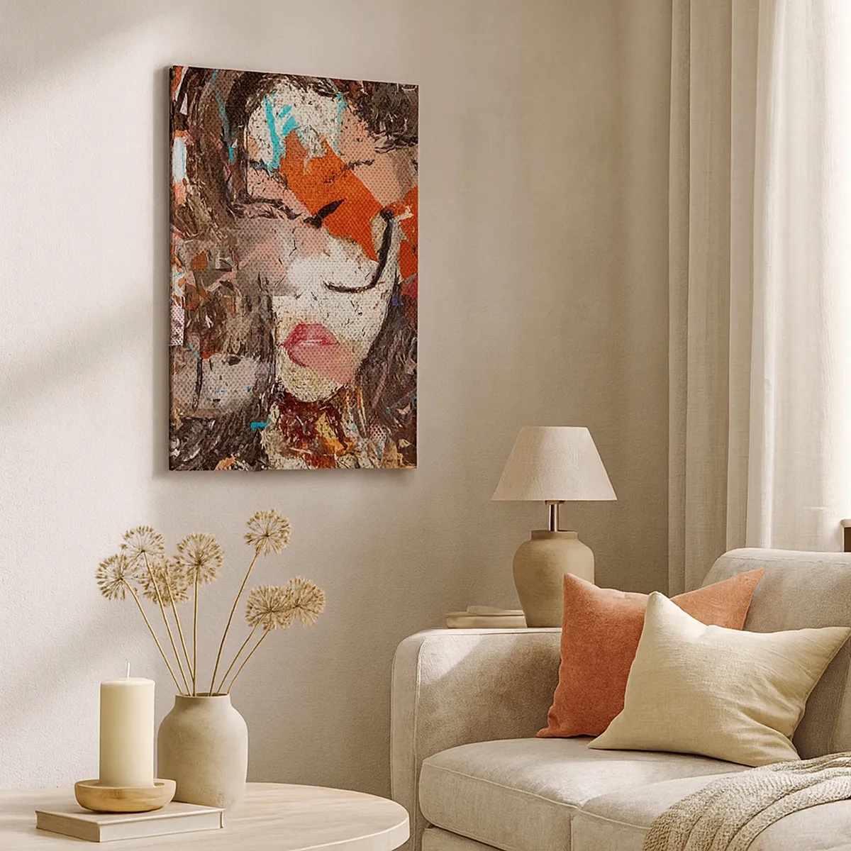 Impression sur toile - Image sur toile - Portrait abstrait d'une femme aux couleurs intenses - 50x70cm - Personne ne sait ce que tu es vraiment - Décoration murale moderne pour le salon et la chambre ARTTOR