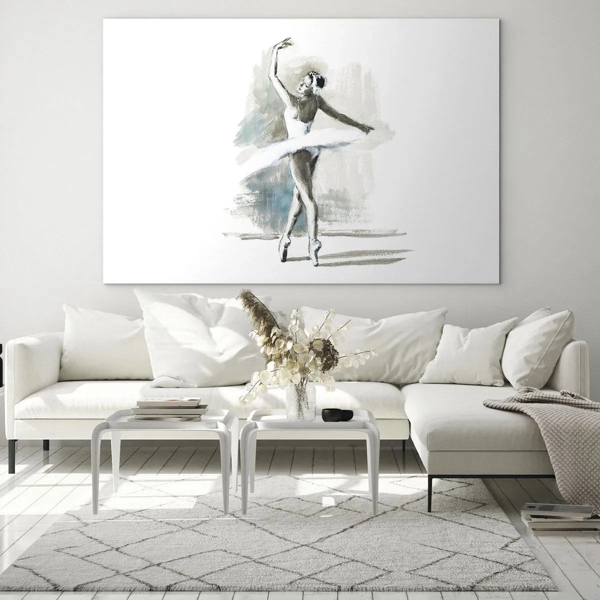 Impression sur verre - Image sur verre - Une ballerine dans une pose de danse classique - 120x80cm - Enchantement du cygne - Décoration murale moderne pour le salon et la chambre ARTTOR