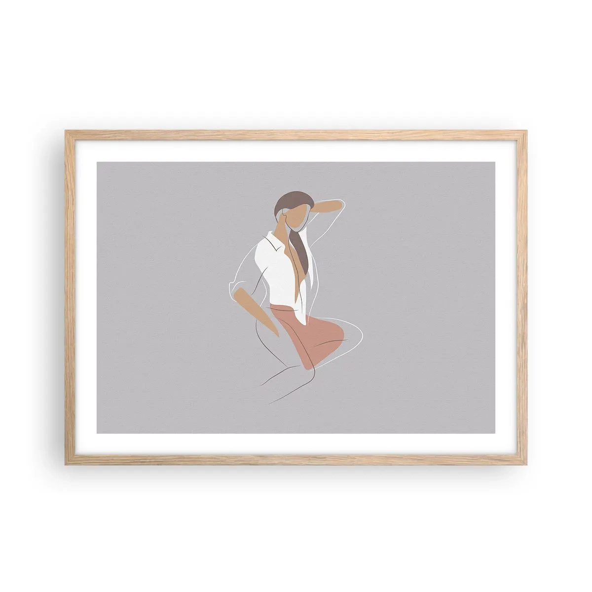 Affiche dans un chêne clair - Poster - Contour gracieux - 70x50 cm