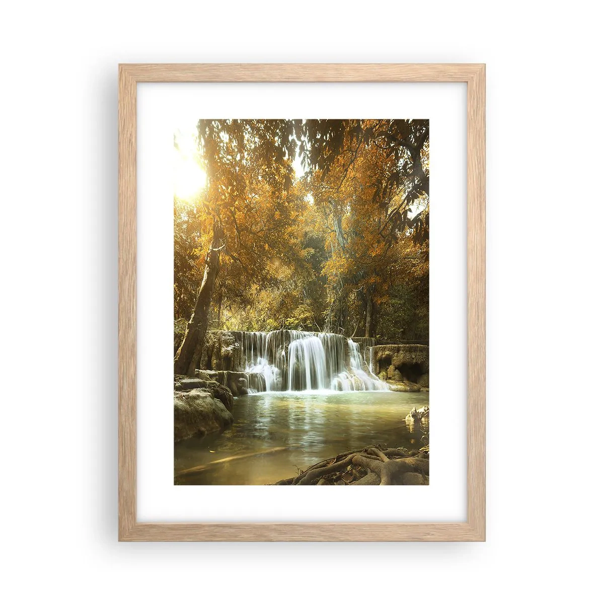 Affiche dans un chêne clair - Poster - Cascade du parc - 30x40 cm