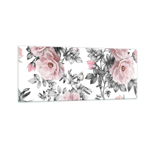 Impression sur verre - Image sur verre - Se perdre dans les fleurs des roses - 100x40 cm