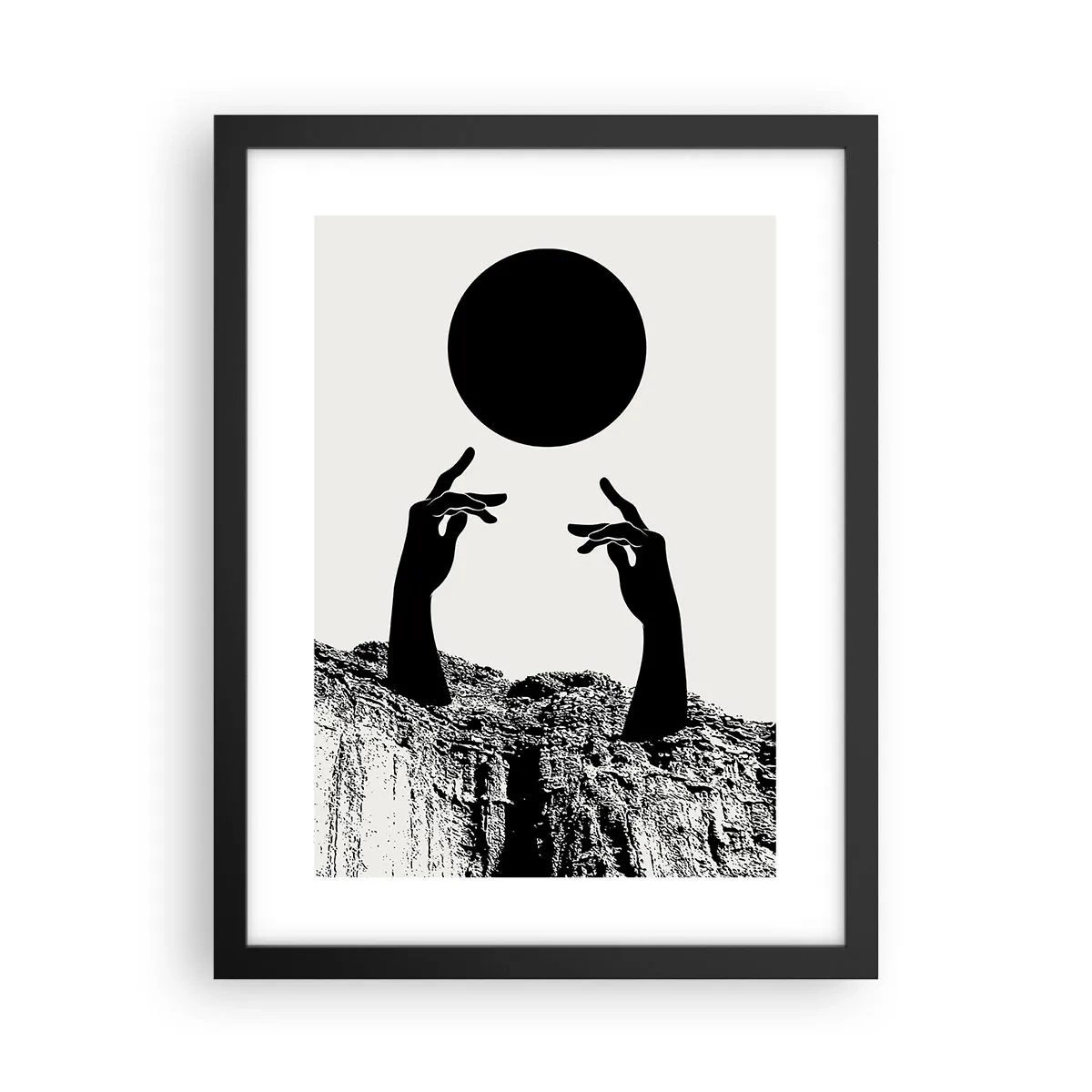 Affiche dans un cadre noir - Poster - Composition surréaliste : le soleil et le reste - 30x40 cm