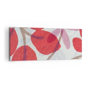 Impression sur toile - Image sur toile - Fleurs et feuilles dans les tons de rouge et de rose - 120x50cm - Composition florale dans les roses - Décoration murale moderne pour le salon et la chambre ARTTOR