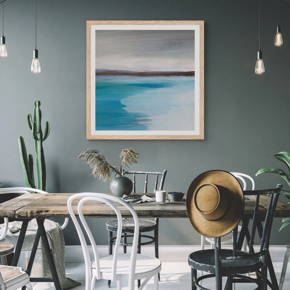 Affiche dans un chêne clair - Poster - Paysage horizontal - 50x50 cm