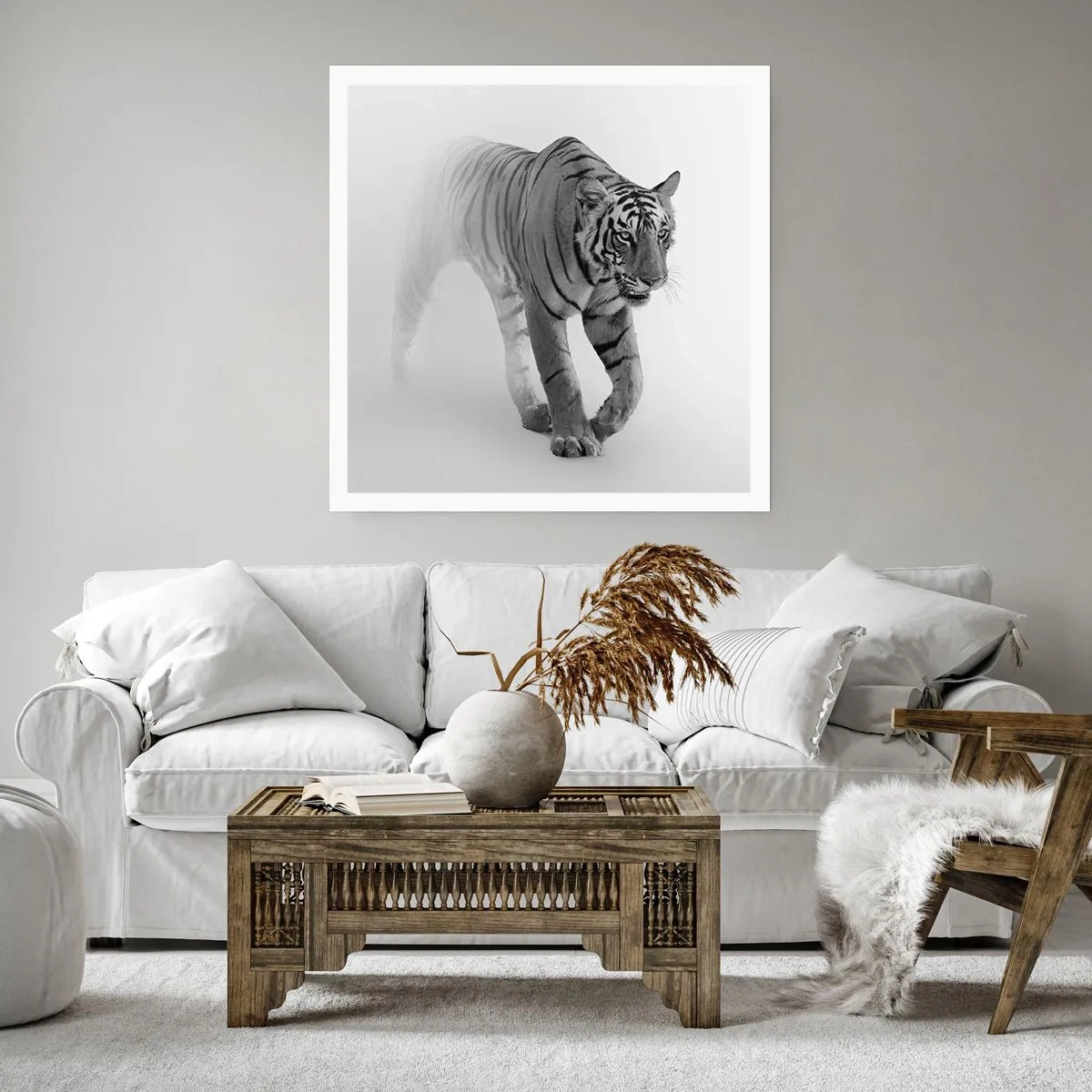 Affiche - Poster - Accroupi dans le brouillard - 40x40 cm