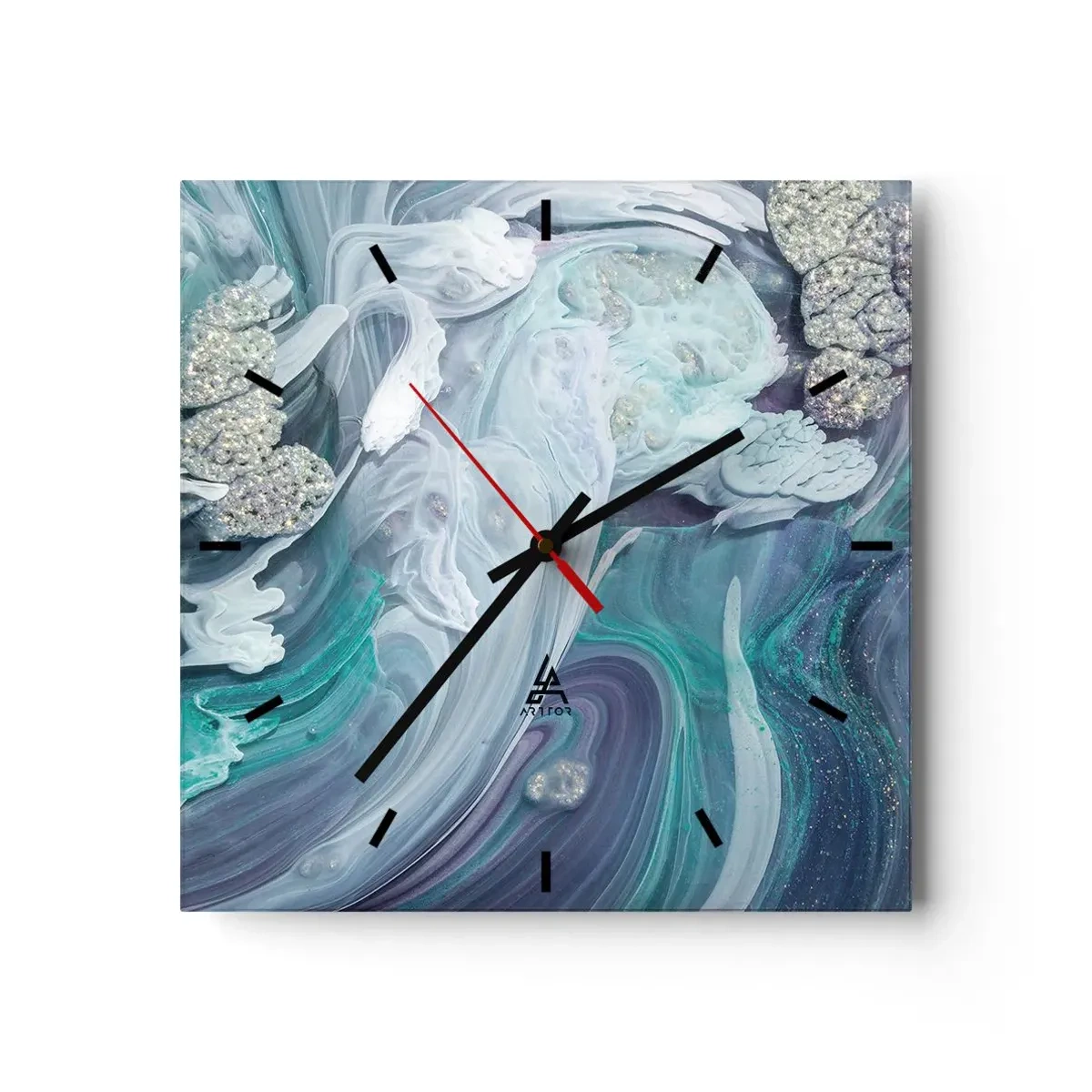 Horloge murale - Pendule murale - Courants bleus - 40x40 cm