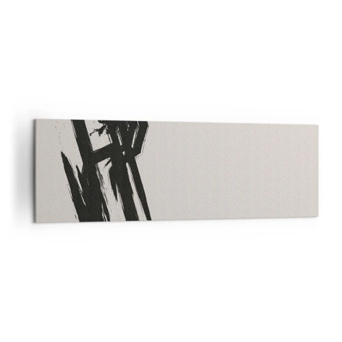 Impression sur toile - Image sur toile - Coups de pinceau dynamiques en noir sur fond clair - 160x50cm - Ruée imparable - Décoration murale moderne pour le salon et la chambre ARTTOR