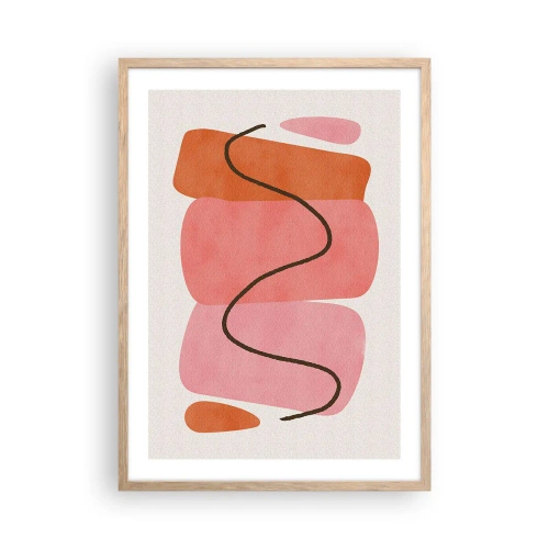 Affiche dans un chêne clair - Poster - mouvement doux des formes - 50x70 cm