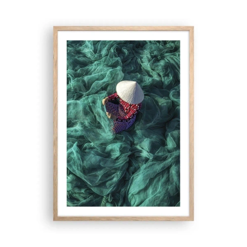 Affiche dans un chêne clair - Poster - Dans une mer de filet - 50x70 cm