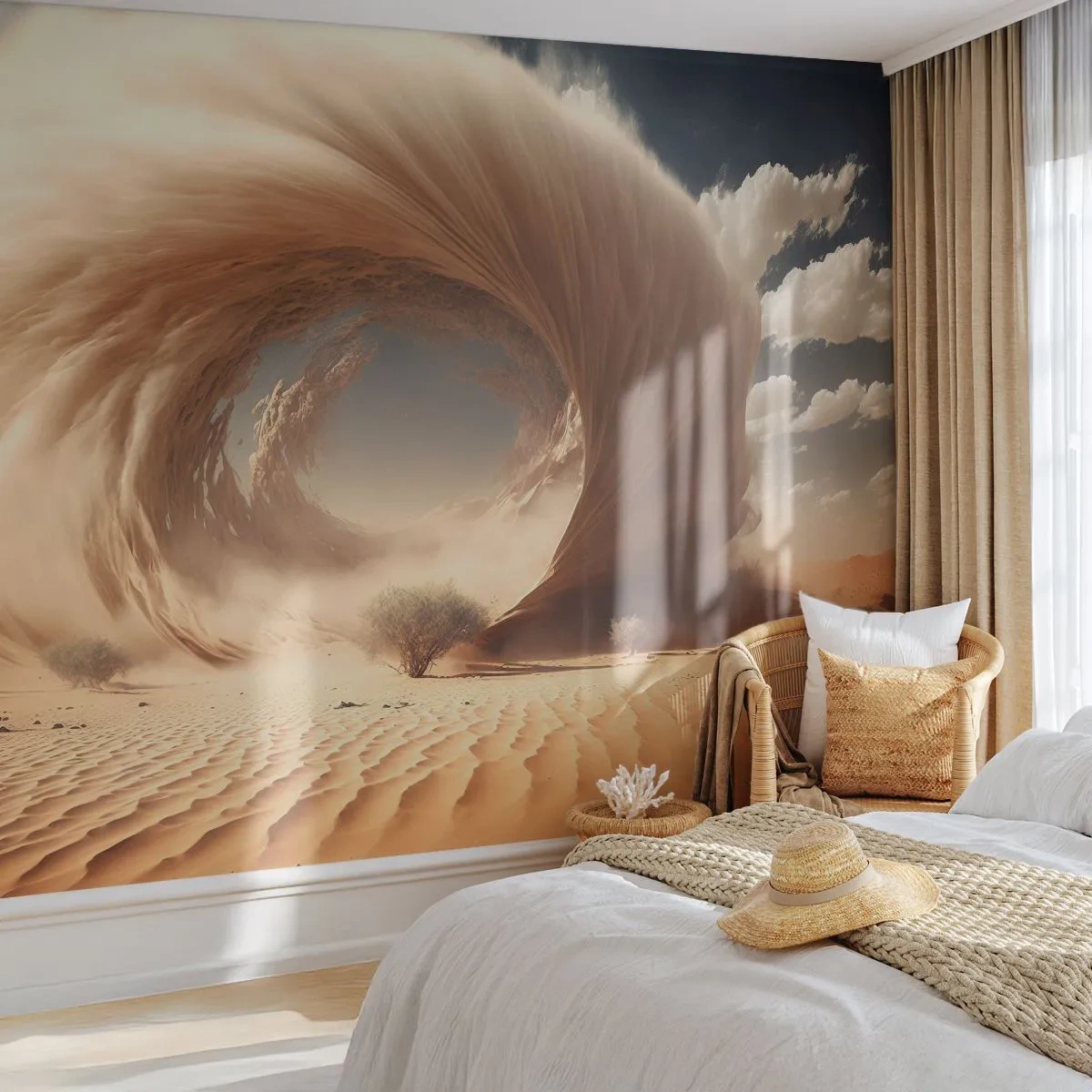 Papier Peint Photo Premium Sand - Portail ouvert - Sable, Désert, Une tempête de sable - 100x70 cm