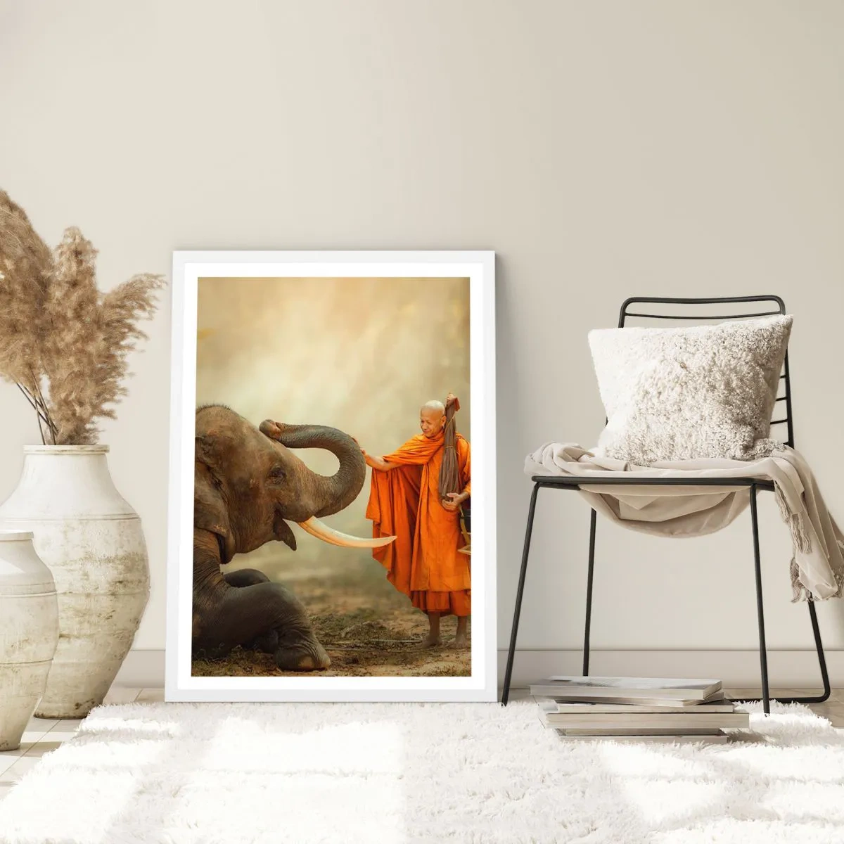 Affiche dans un cadre blanc - Poster - Rencontre en voyageant - 40x50 cm