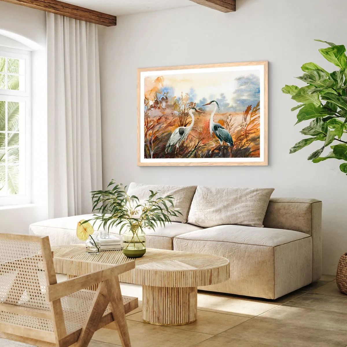 Affiche dans un chêne clair - Poster - Jusqu'où en automne ? - 50x40 cm