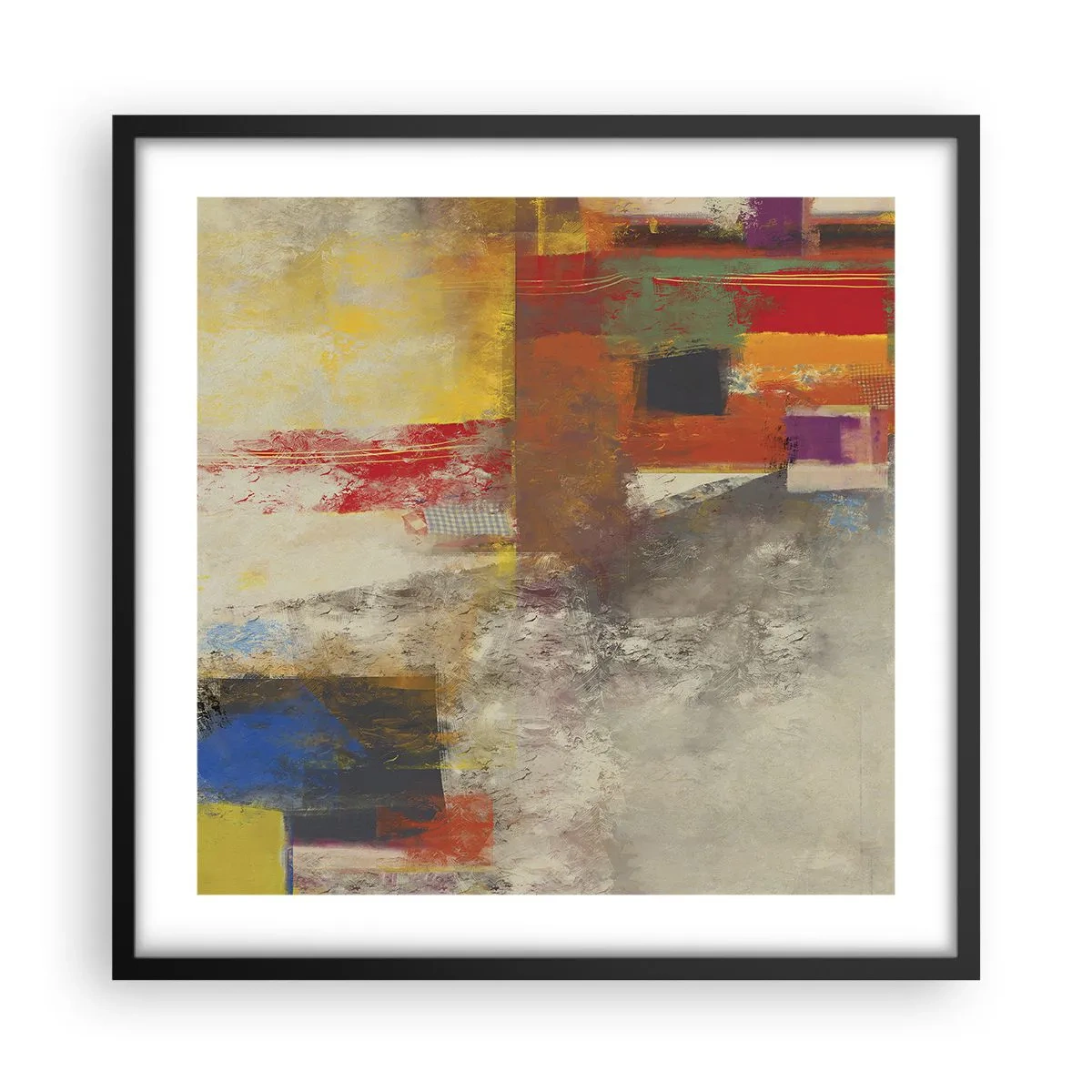 Affiche dans un cadre noir - Poster - Géométrie des couleurs - 50x50 cm
