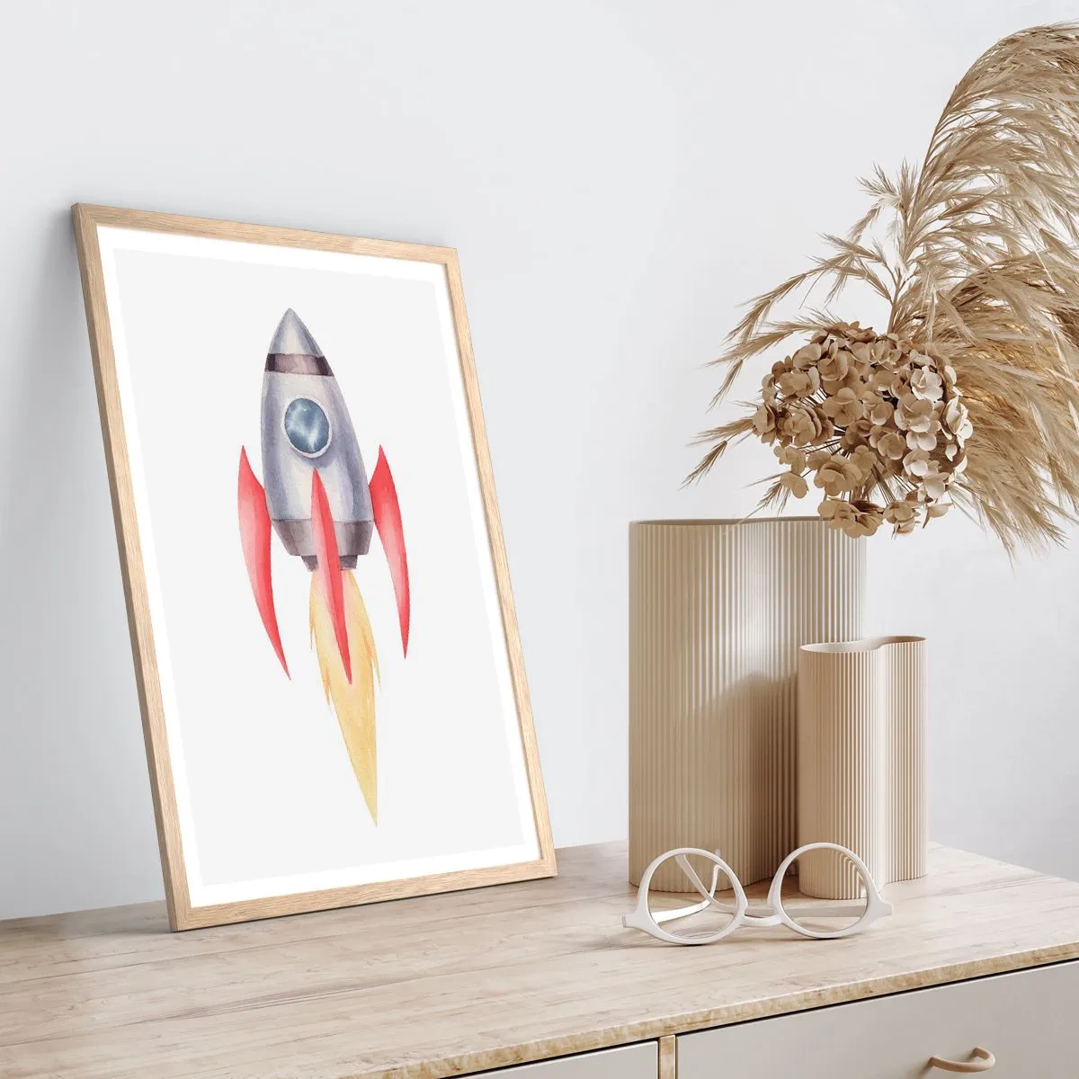 Affiche dans un chêne clair - Poster - Plus haut, plus vite, plus loin - 70x100 cm