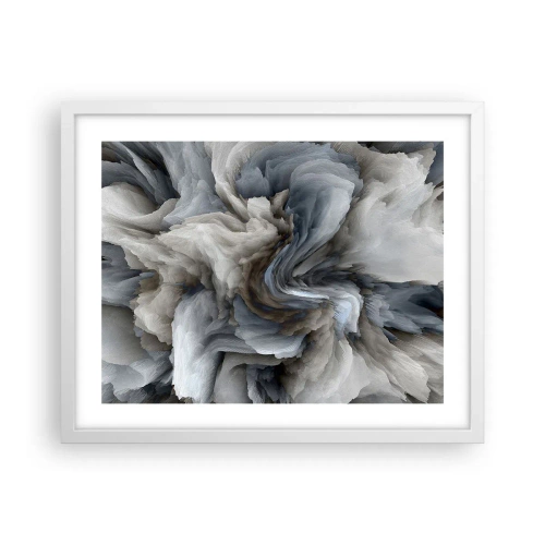 Affiche dans un cadre blanc - Poster - Pierre et fleur - 50x40 cm