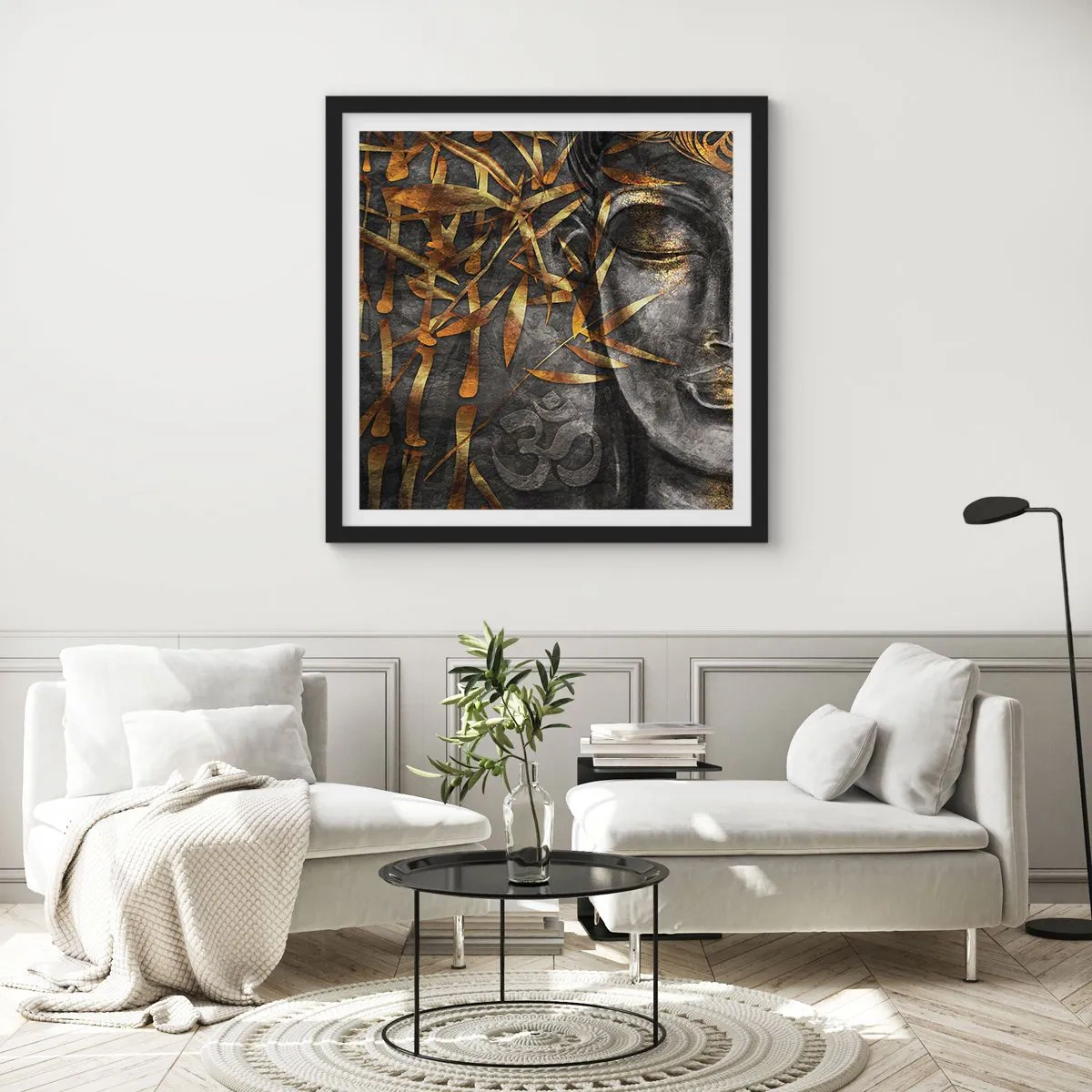 Affiche dans un cadre noir - Poster - Ressentir le calme - 60x60 cm