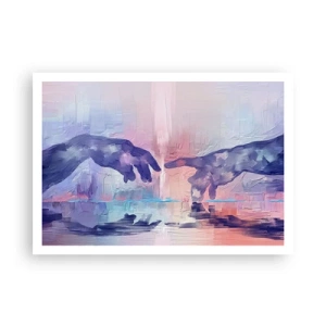 Affiche - Poster - Mains symboliques aux couleurs abstraites, faisant référence au thème de la création - 100x70cm - Divine étincelle de vie - Décoration murale moderne pour le salon et la chambre ARTTOR