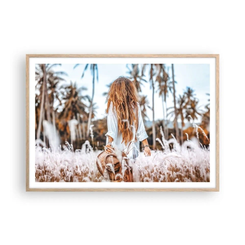 Affiche dans un chêne clair - Poster - Né de peluches d'herbe - 100x70 cm