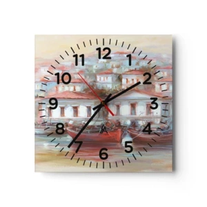 Horloge murale - Pendule murale - Petite ville heureuse - 30x30 cm