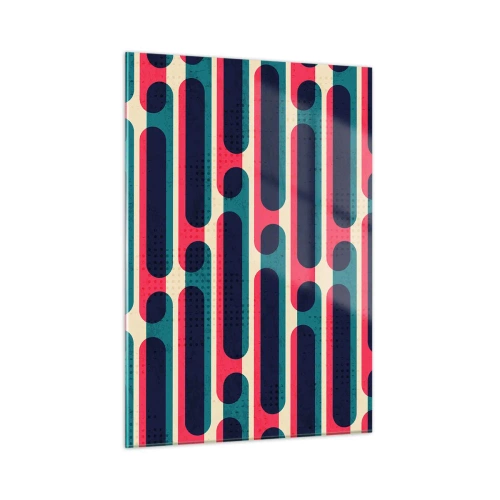 Impression sur verre - Image sur verre - Lignes rétro abstraites - 50x70cm - En profondeur et sur l'avant - Décoration murale moderne pour le salon et la chambre ARTTOR