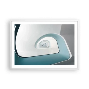 Affiche dans un cadre blanc - Poster - Au profondeur du bleu - 70x50 cm