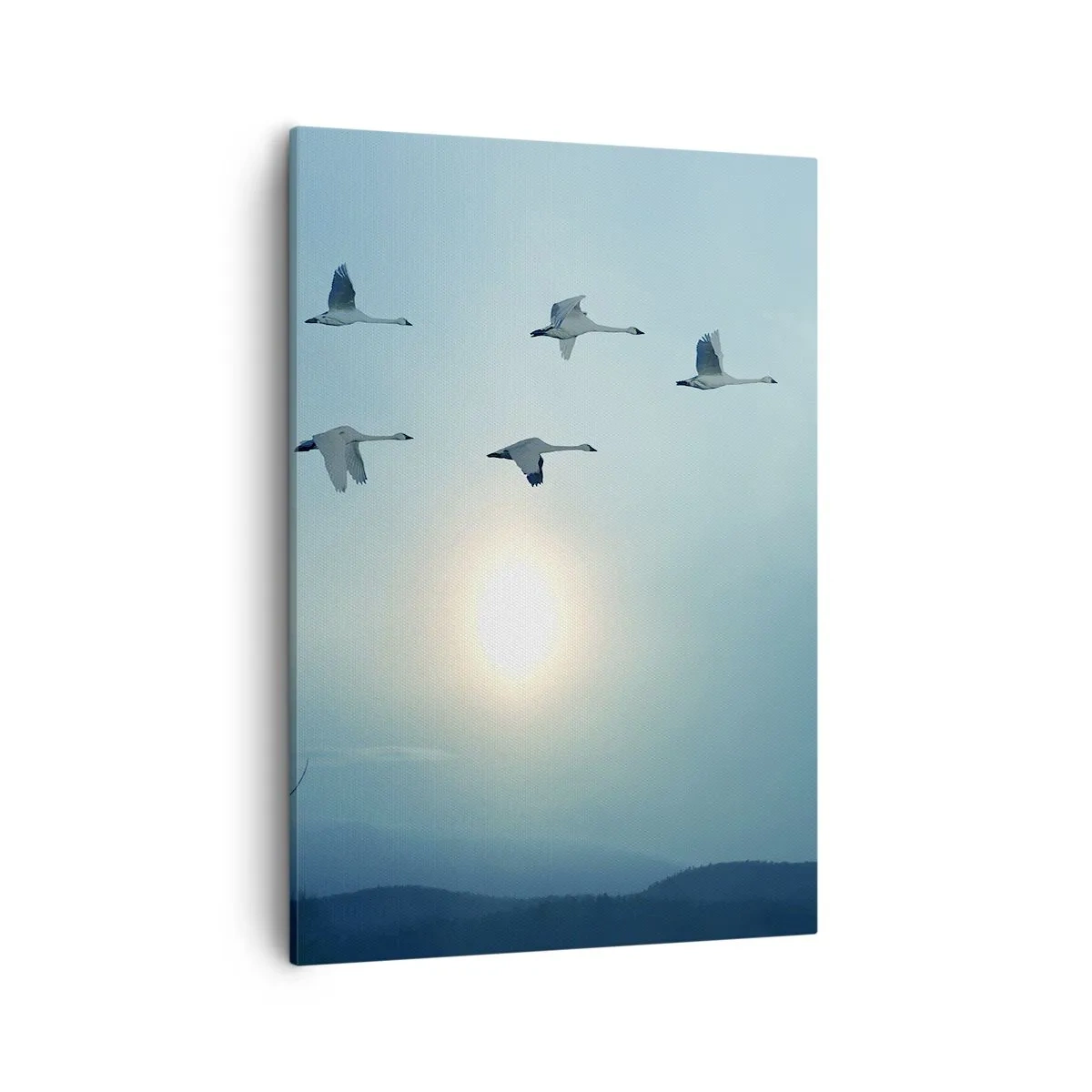 Impression sur toile - Image sur toile - Cygnes volants le matin - 50x70cm - Dis au revoir à l'été pour un an - Décoration murale moderne pour le salon et la chambre ARTTOR