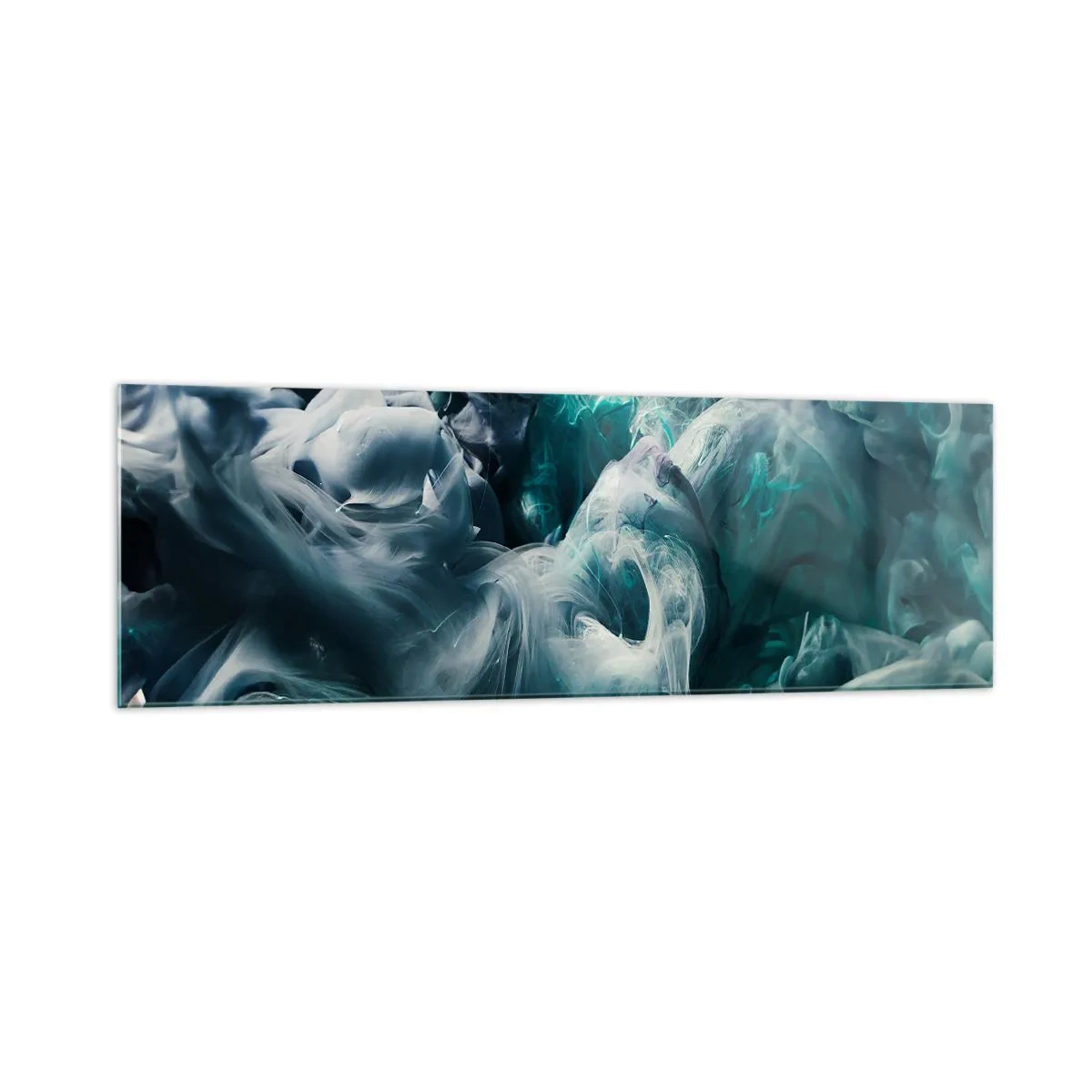 Impression sur verre - Image sur verre - Vagues abstraites dynamiques dans des tons de bleu et de blanc - 160x50cm - Mouvement des couleurs - Décoration murale moderne pour le salon et la chambre ARTTOR