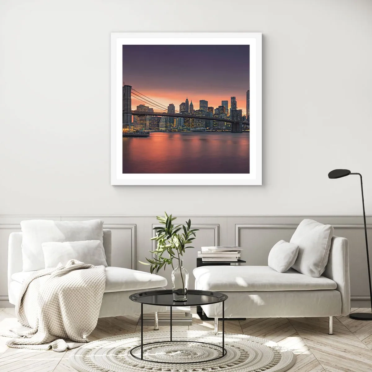 Affiche dans un cadre blanc - Poster - Immergé dans le silence lilas - 60x60 cm