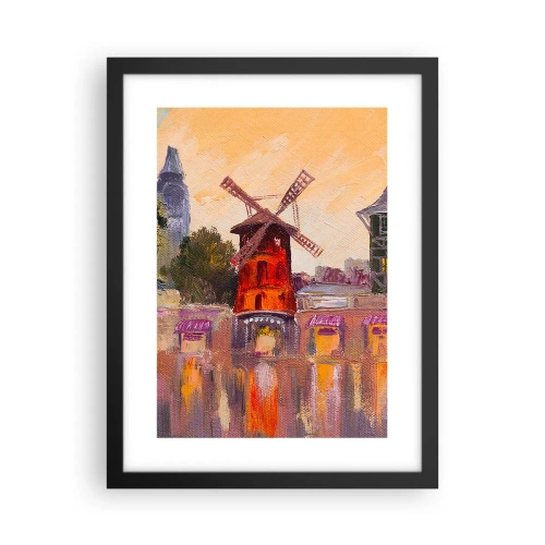 Affiche dans un cadre noir - Poster - Icones parisiennes – le Moulin rouge - 30x40 cm