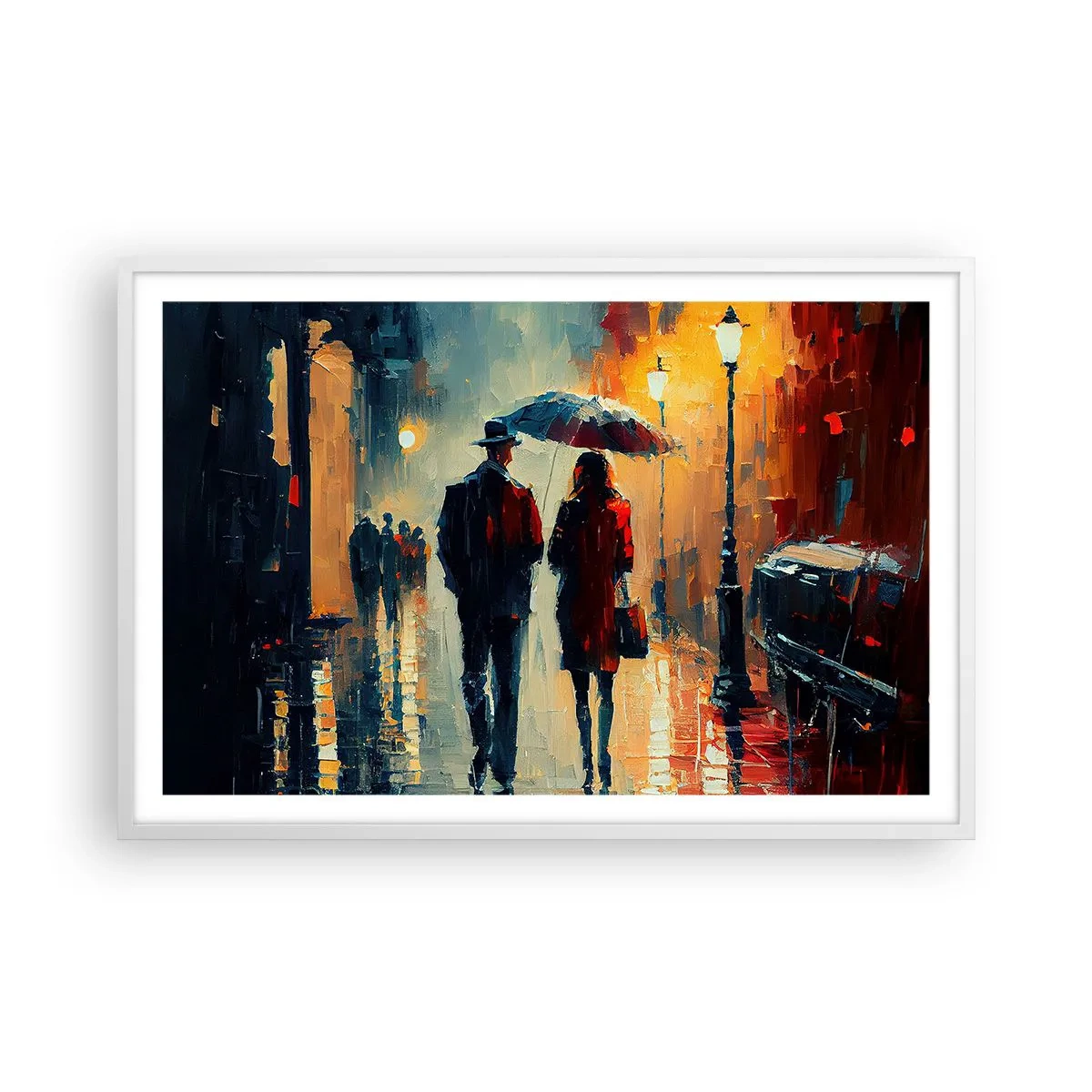 Affiche dans un cadre blanc - Poster - Histoire d'amour urbaine - 91x61 cm