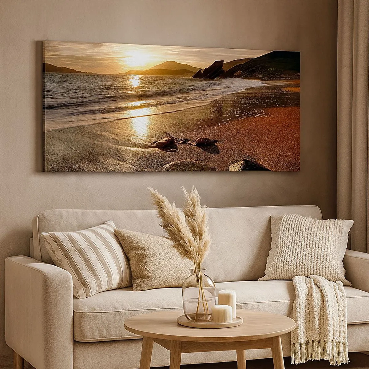 Impression sur toile - Image sur toile - Suivez le soleil sur les collines - 100x40 cm