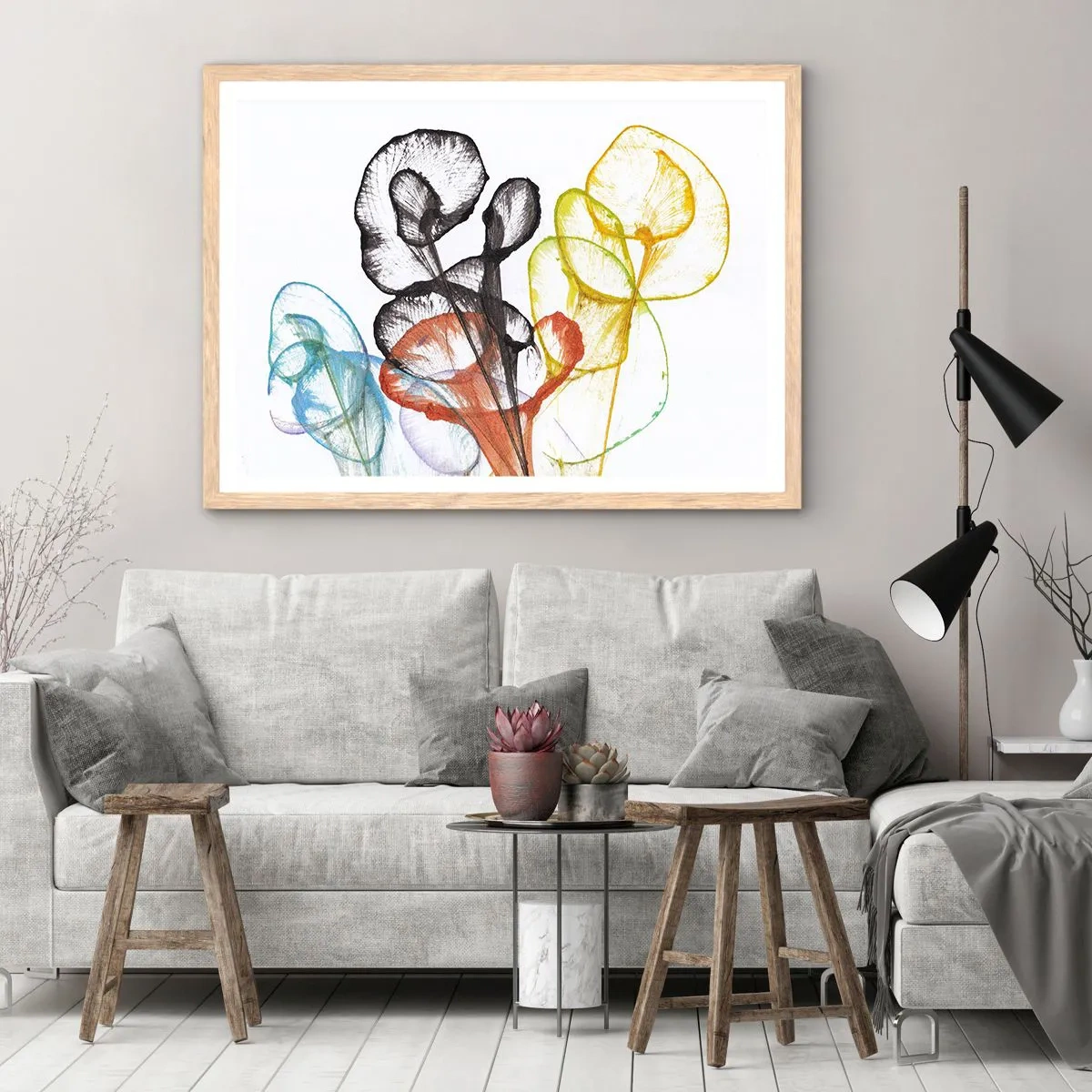 Affiche dans un chêne clair - Poster - Fleurs avec une âme - 50x40 cm