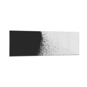 Impression sur verre - Image sur verre - Motif abstrait avec des particules noires sur un fond clair - 160x50cm - Mouvement des molécules - Décoration murale moderne pour le salon et la chambre ARTTOR