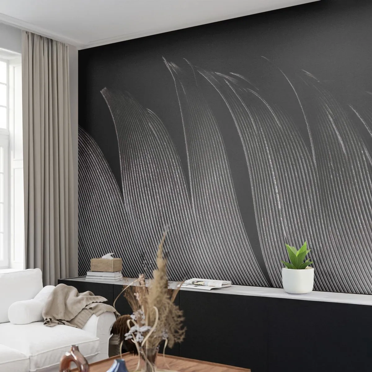 Papier Peint Photo Premium Canvas - La plume – un design magnifique - Stylo, Minimalisme, Légèreté - 250x175 cm